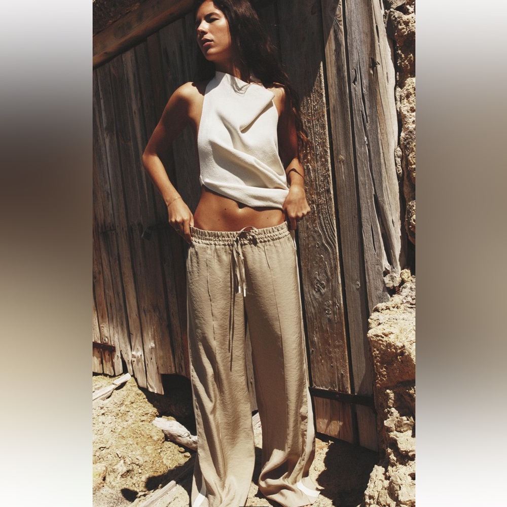 Zara Cream Wide Leg Pants